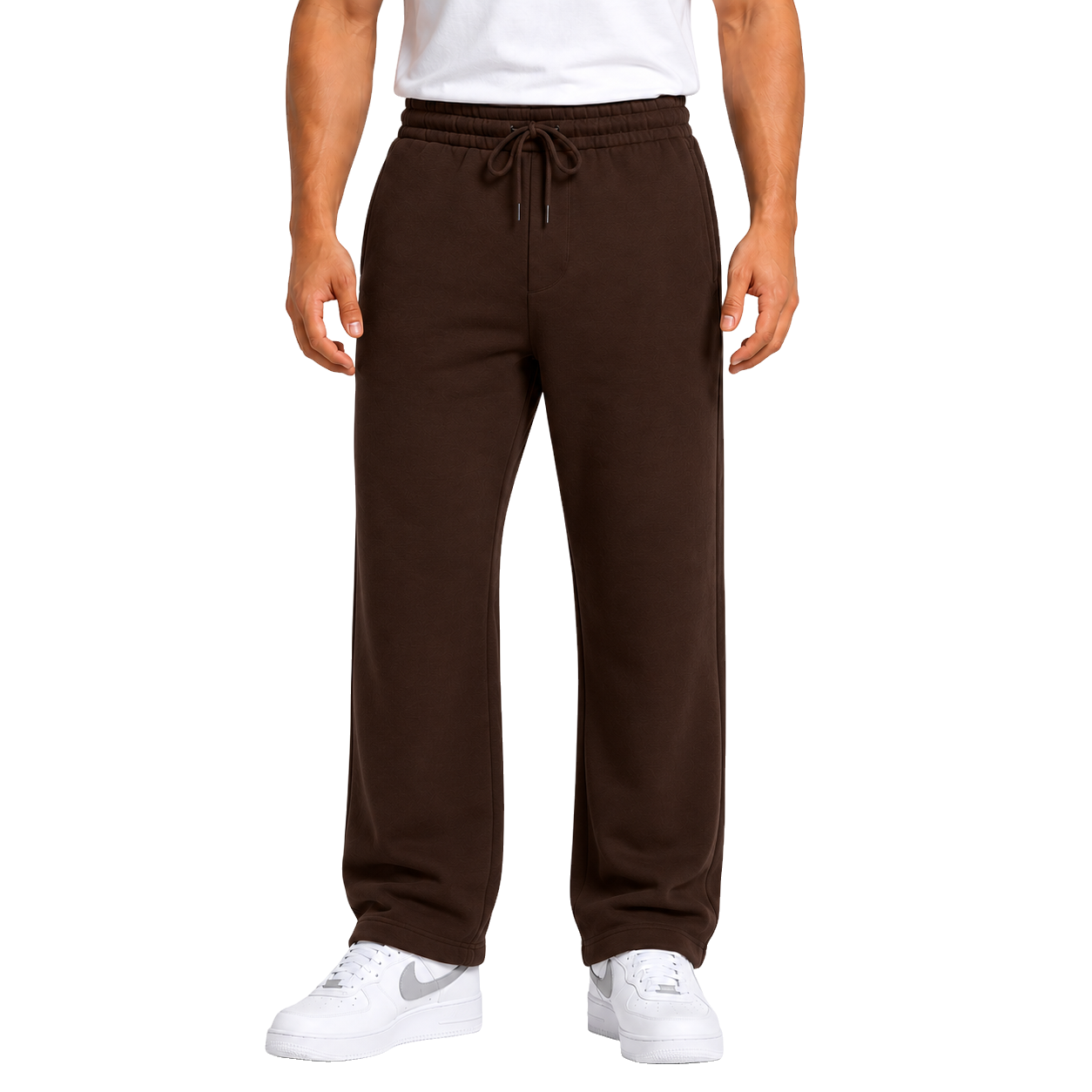 Men's Classic Heavyweight Fleece Open Bottom Sweatpants - Brown