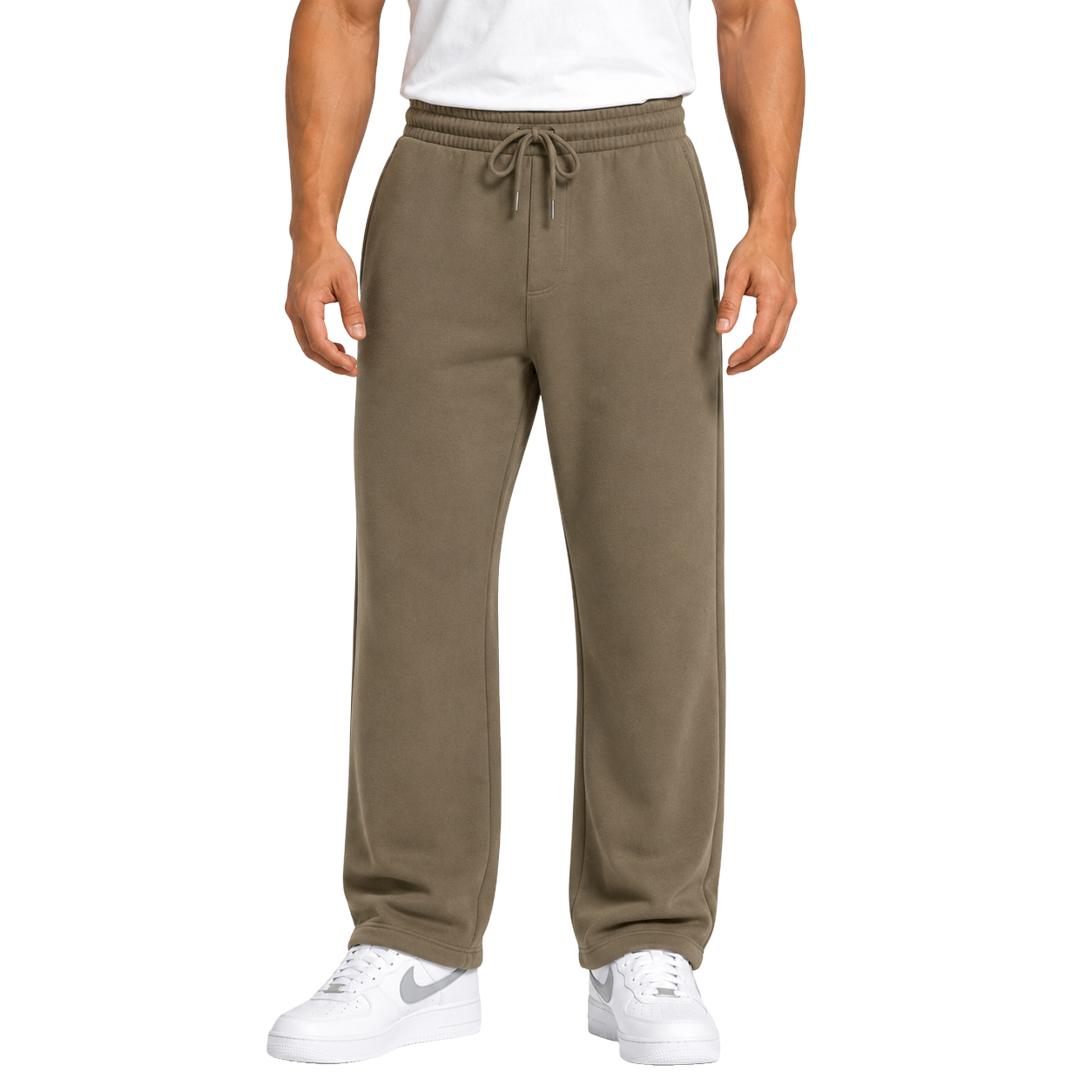 Men's Classic Heavyweight Fleece Open Bottom Sweatpants - Khaki