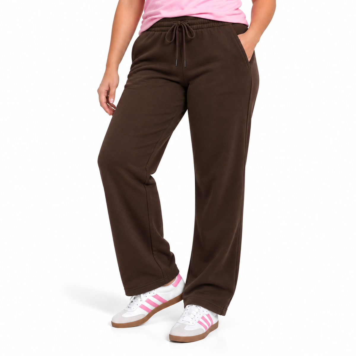 Women's Classic Heavyweight Fleece Open Bottom Sweatpants - Brown