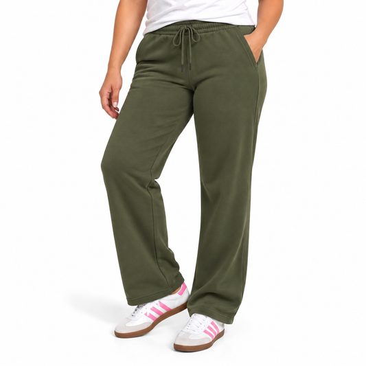 Women's Classic Heavyweight Fleece Open Bottom Sweatpants - Olive