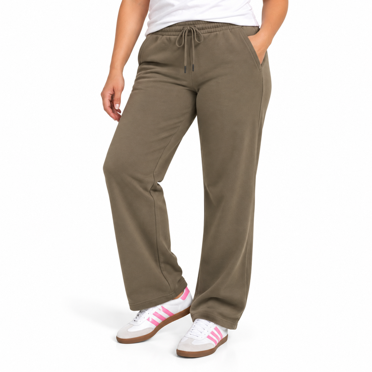 Women's Classic Heavyweight Fleece Open Bottom Sweatpants - Khaki