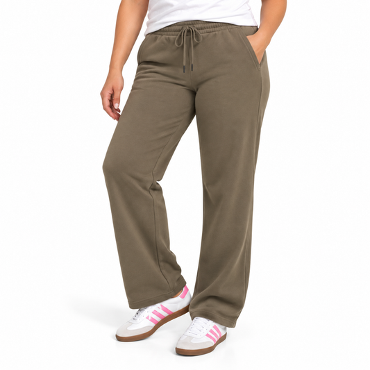 Women's Classic Heavyweight Fleece Open Bottom Sweatpants - Khaki