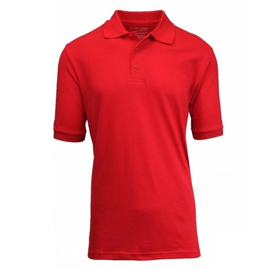 Adult Size Unisex Short Sleeve Pique Polo Shirt in Red