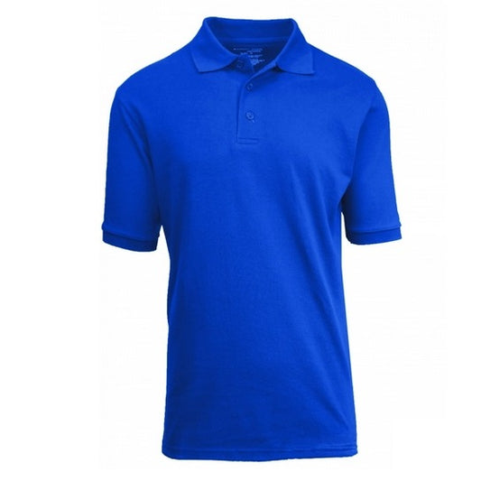 Adult Size Unisex Short Sleeve Pique Polo Shirt in Royal Blue