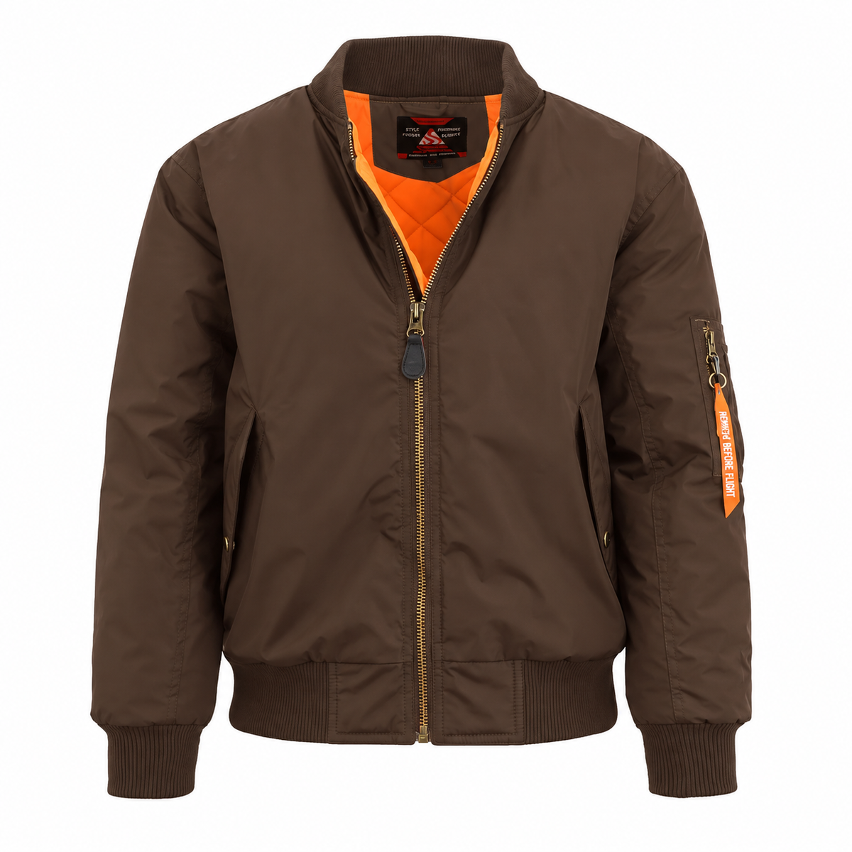 Men's Heavyweight MA-1 Flight Bomber Jacket in Brown