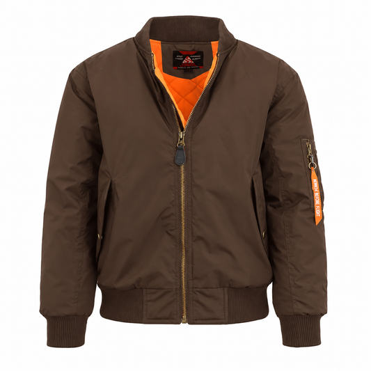 Men's Heavyweight MA-1 Flight Bomber Jacket in Brown