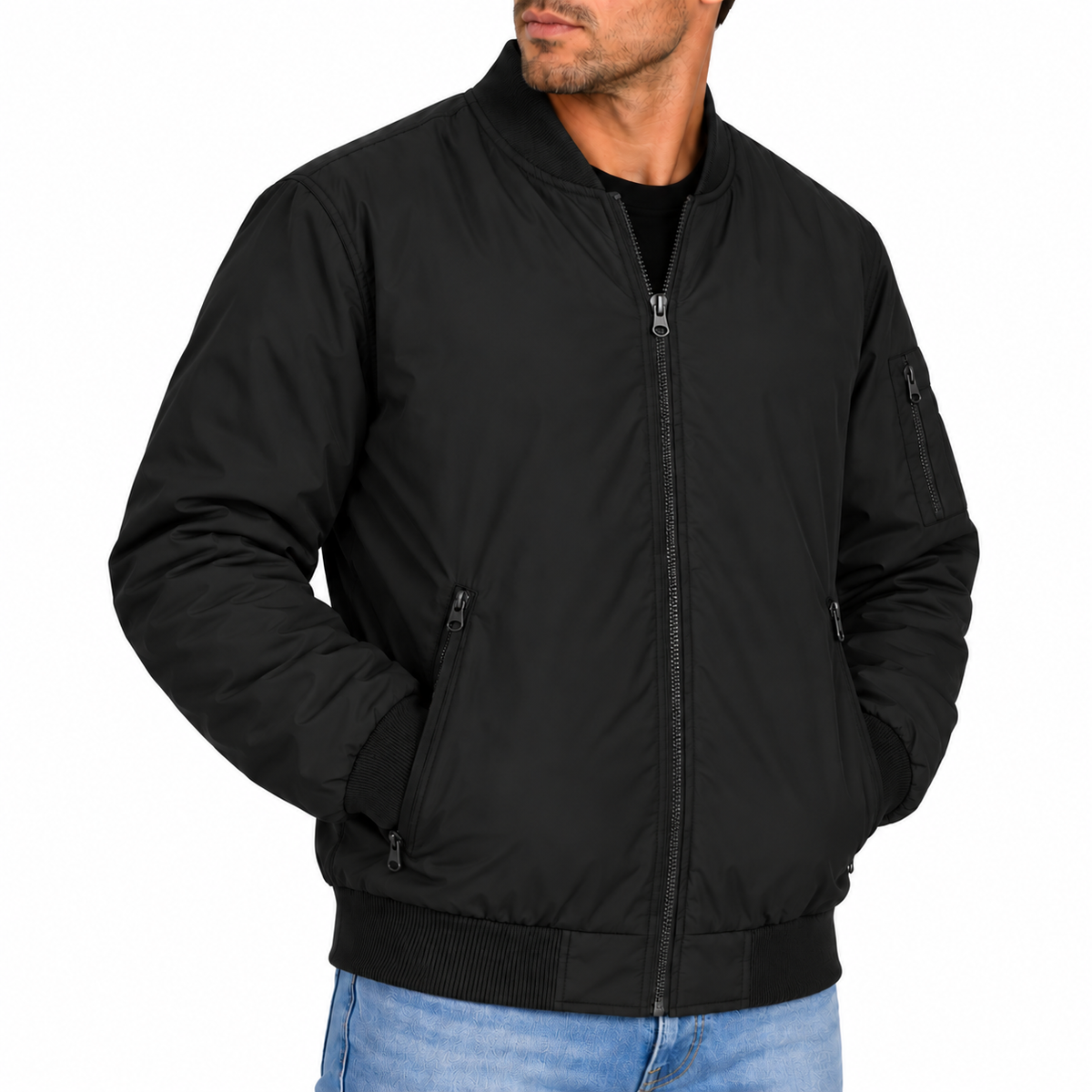 Men's Premium Lightweight Windbreaker Jacket in Black