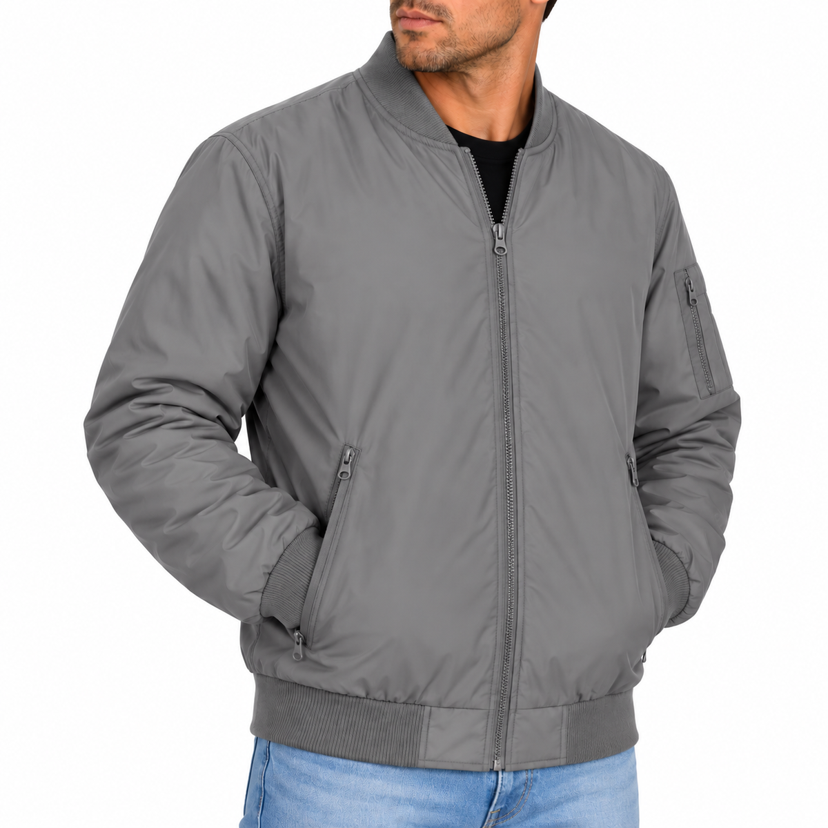Men's Premium Lightweight Windbreaker Jacket in Grey