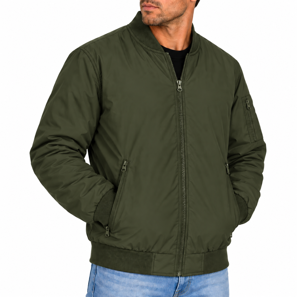 Men's Premium Lightweight Windbreaker Jacket in Olive