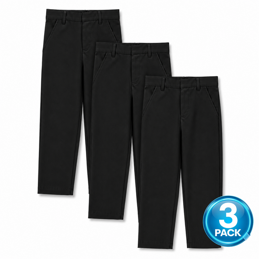 Toddler 3-Pack School Uniform Flat Front Pants in Black