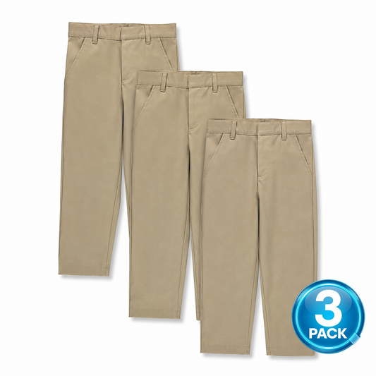 Toddler 3-Pack School Uniform Flat Front Pants in Khaki