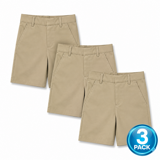 Toddler 3-Pack School Uniform Flat Front Shorts in Khaki