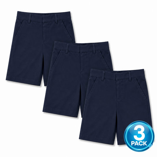 Toddler 3-Pack School Uniform Flat Front Shorts in Navy