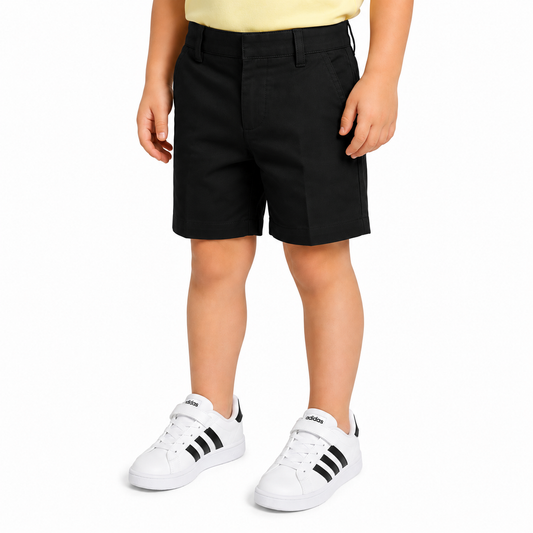 Toddler School Uniform Flat Front Shorts in Black