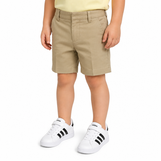 Toddler School Uniform Flat Front Shorts in Khaki