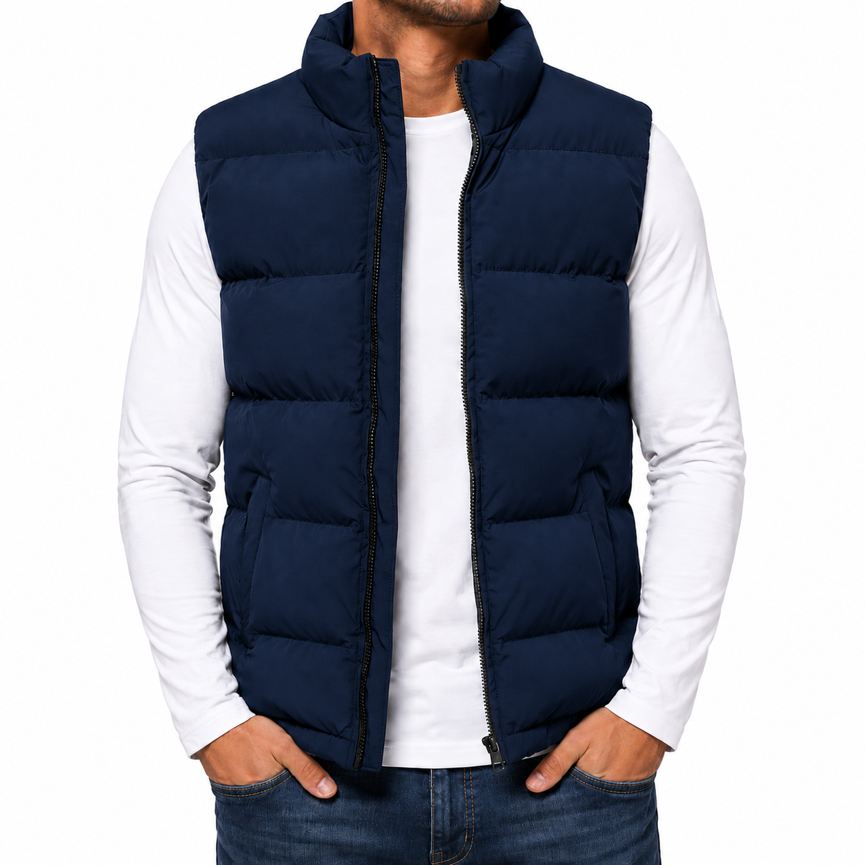 Men's Heavyweight Puffer Bubble Vest in Navy