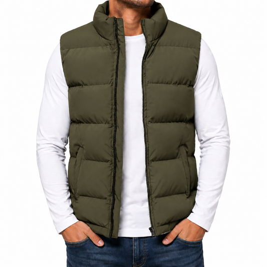 Men's Heavyweight Puffer Bubble Vest in Olive