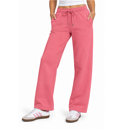 Women's Heavyweight Wide Leg Loose-Fit Fleece Sweatpants in Pink