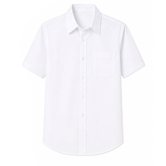 Boys Short Sleeve School Uniform Dress Shirt in White