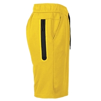 mens tech fleece shorts with long zipper in gold