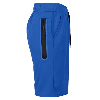 mens tech fleece shorts with long zipper in Royal Blue
