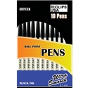 Wholesale 10 Pack of Ballpoint Stick Pens in Black - 72 Per Case