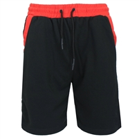 wholesale mens terry sweat shorts black red