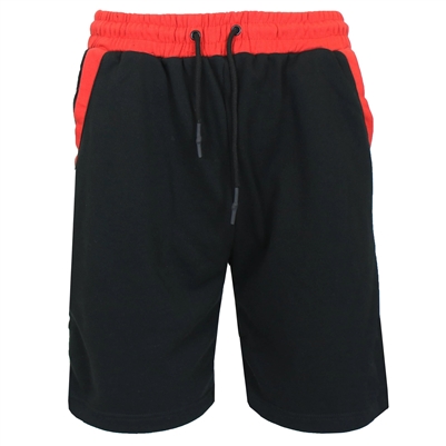 wholesale mens terry sweat shorts black red