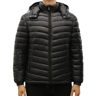Wholesale Men's Heavyweight Quilted Puffer Jacket in Black