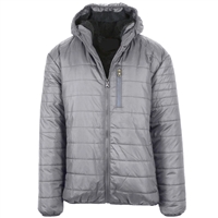 Wholesale Men's Sherpa Lined Bubble Jacket With Hood in Grey