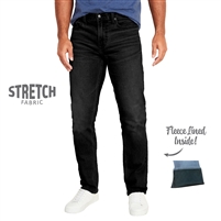 wholesale mens fleece lined stretch jeans black