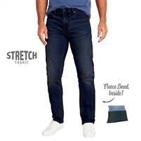 wholesale mens fleece lined stretch jeans Dark Blue