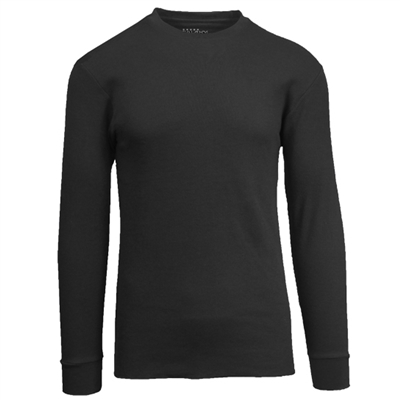 Wholesale Thermal Crewneck Long Sleeve Shirt in Black