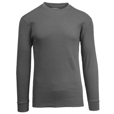 Wholesale Thermal Crewneck Long Sleeve Shirt in Charcoal