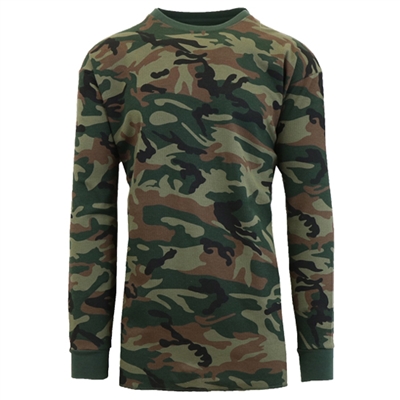 Wholesale Thermal Crewneck Long Sleeve Shirt in Camo