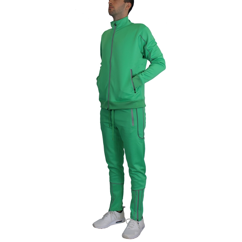 Buy Wholesale Men's 2 Piece Full Zip Track Suit with Reflective Design in  Kelly Green: Sold in Bulk