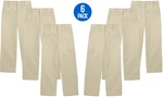 Wholesale Youth School Uniform Flat Front Pants in Khaki 6 Pack