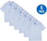 Wholesale Youth Short Sleeve School Uniform Polo Shirt Light Blue 6 Pack