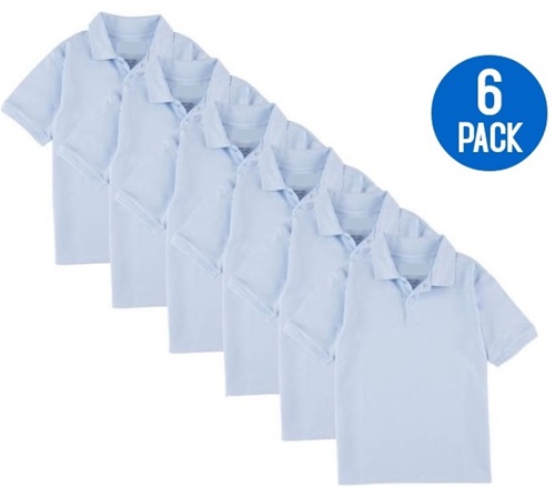 Boys Short Sleeve Shirt Twin Pack School Uniform White Sky Blue 