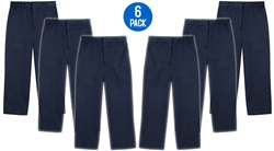 Wholesale Youth School Uniform Flat Front Pants in Navy 6 Pack