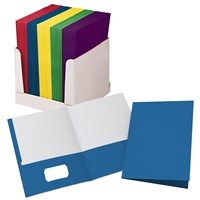 Wholesale 2 Pocket Paper Folders - Assorted Colors - 100 Per Case