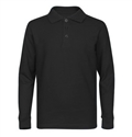 Wholesale Adult Size long Sleeve Pique Polo Shirt School Uniform in Black. High School Uniform polo Shirts