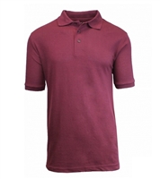 Wholesale Adult Size Short Sleeve Pique Polo Shirt School Uniform in Burgundy . High School Uniform polo Shirts by size