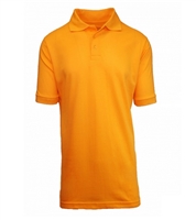Wholesale Adult Size Short Sleeve Pique Polo Shirt School Uniform in Gold . High School Uniform polo Shirts by size