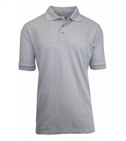 Wholesale Adult Size Short Sleeve Pique Polo Shirt School Uniform in Heather Grey. High School Uniform polo Shirts