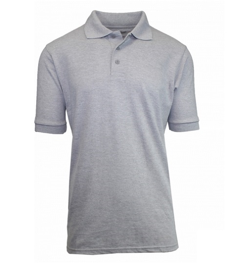 Outside theory Morning Wholesale Adult Size Short Sleeve Pique Polo Shirt School Uniform in  Heather Grey. High School Uniform