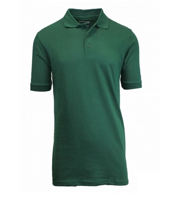 Wholesale Adult Size Short Sleeve Pique Polo Shirt School Uniform in Hunter Green. High School Uniform polo Shirts