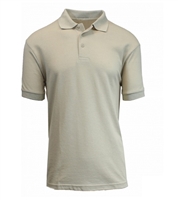 Wholesale Adult Size Short Sleeve Pique Polo Shirt School Uniform in Khaki. High School Uniform polo Shirts