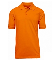 Wholesale Adult Size Short Sleeve Pique Polo Shirt School Uniform in orange. High School Uniform polo Shirts