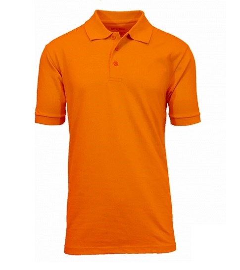 36 Pieces Adult SHORT Sleeve School Uniform Pique Polo Shirt in Orange